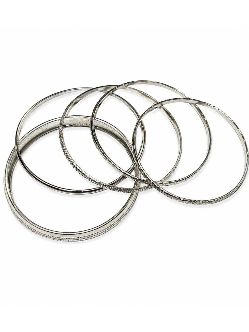 Vintage Y2K Bangle Bracelet Silvertone Set of 5